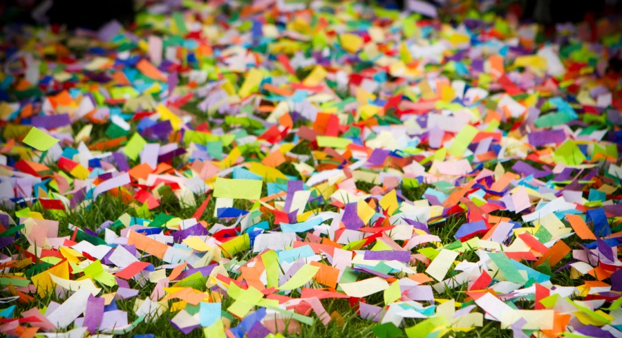 Confetti on LMU grass